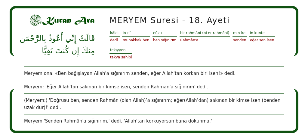 Meryem suresinin 96 ayeti nedir?