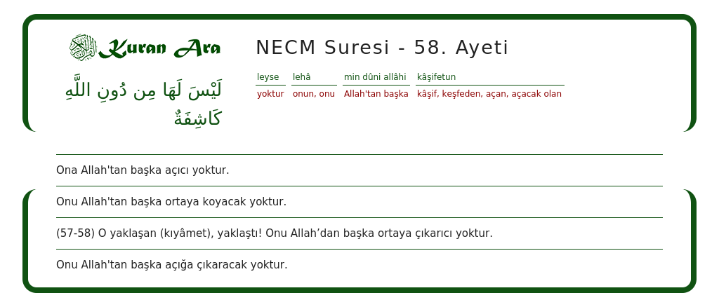 Necm Suresi 58 Ayet