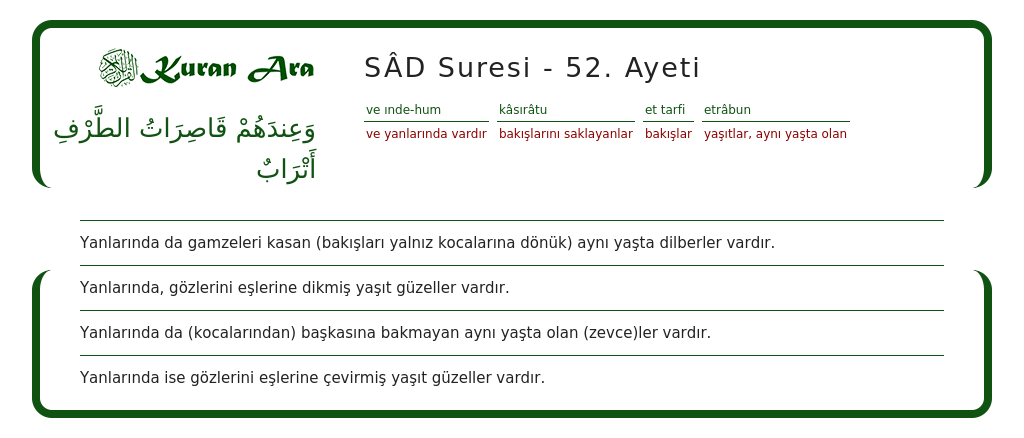 Sad 52 SÂD suresi 52. ayeti - KuranAra.com